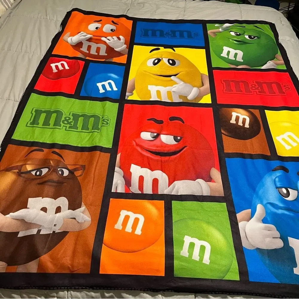 M&Ms Fleece Throw Blanket 62X48 Soft Thin Chocolate Candy Color Block